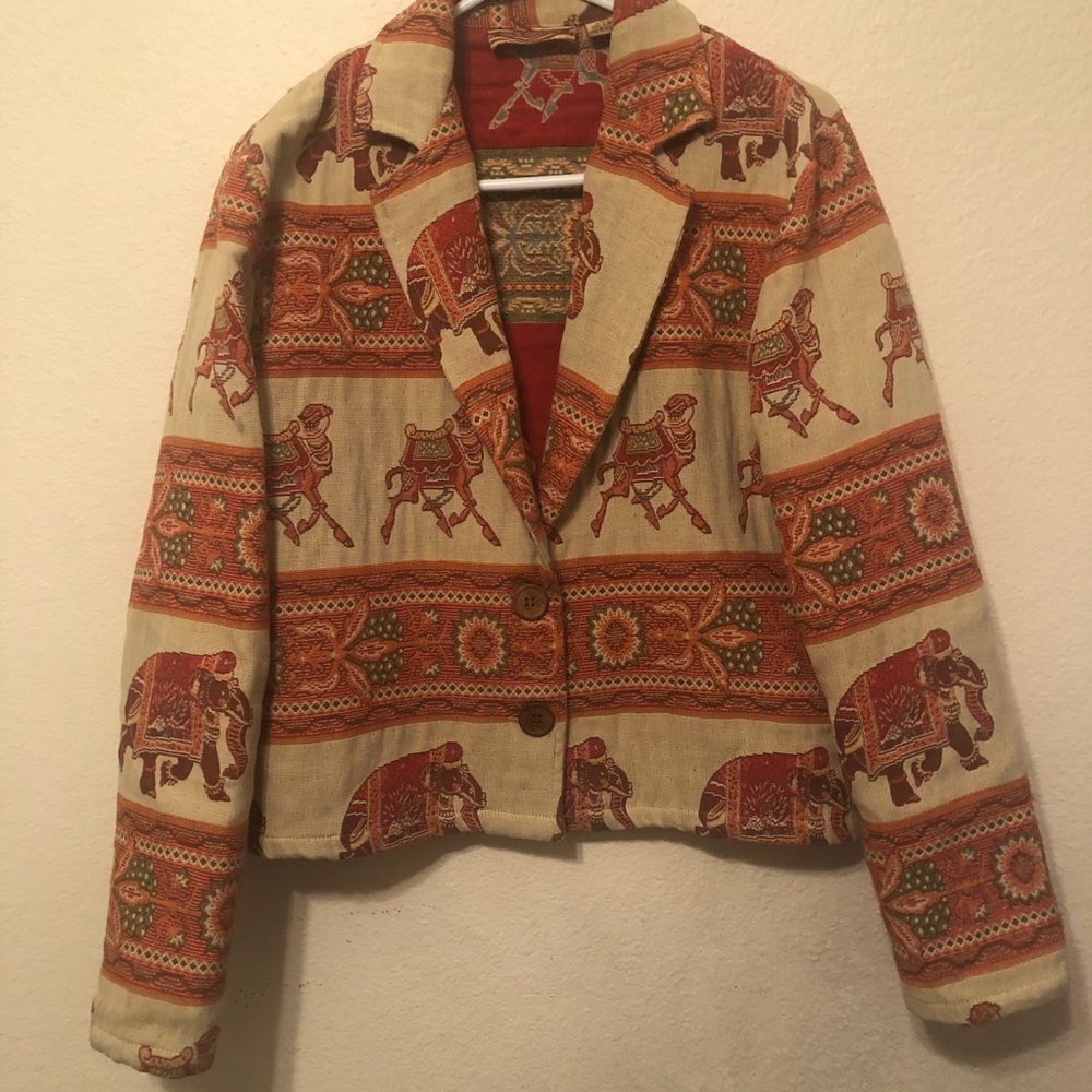 Vintage NEW IDENTITY Indian Elephant Women Blazer